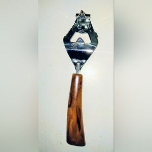Vintage Bakelite Bottle Can Opener Kitchen Gadget w/ Polished Wooden Handle